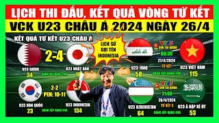 Lịch Thi Đấu, Kết Quả Vòng Tứ Kết VCK U23 Châu Á 2024 Ngày 26/4 | Indonesia Lập Kỳ Tích Vào Bán Kết