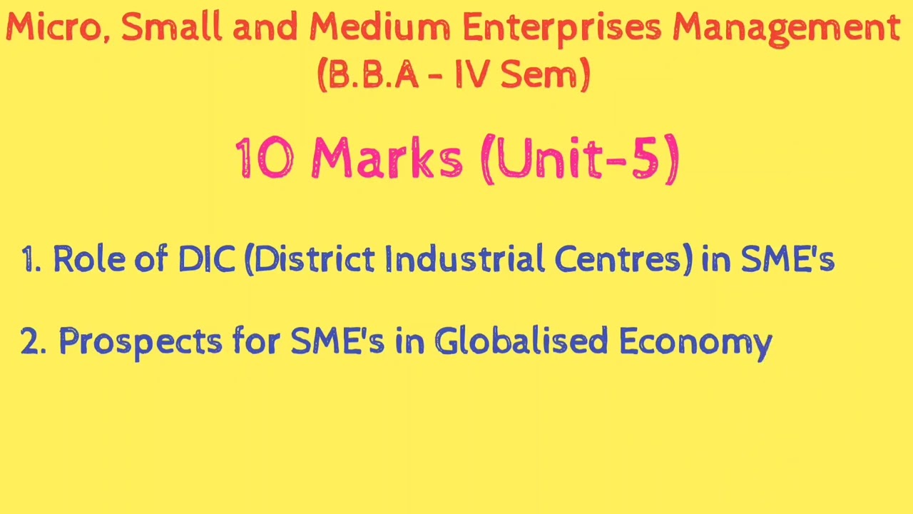 Degree | 4th Sem | B.B.A | Micro, Small And Medium Enterprises ...