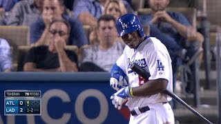 ATL@LAD: Puig takes care of thumb, stays in game