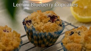 Bakery Style Lemon Blueberry Muffins stuffed with Cream Cheese