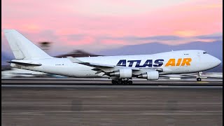 Atlas Air Boeing 747-4B5F(ER) N445MC dusk takeoff at Santiago de Chile Airport (SCL/SCEL)