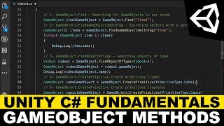 Unity C# Fundamentals - GameObject Methods (Find, FindGameObjectsWithTag, FindObjectOfType, \u0026 more)