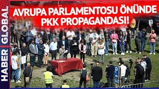 Avrupa Parlamentosu Önünde PKK Eylemi! Terör Örgütü Elebaşları Eyleme Katıldı!