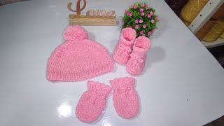 Luvinha de crochê para bebê. # Kit touca luva e sapatinho de crochê.