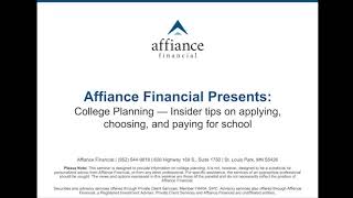Affiance Financial Presents: College Planning Part 2 Panel Discussion