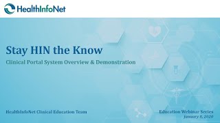 HealthInfoNet - Clinical Portal System Overview Demonstration