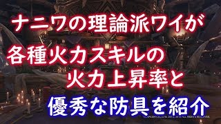 【MHWIB】計算に基づいた 各種火力スキル火力上昇率 優秀な防具を紹介 解説実況