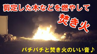 【焚火】ライスセンターの仕事で剪定した木などで焚火をした動画。