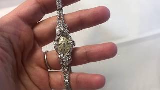 Bulova Watch 1.00 CT Diamond 14K Solid White Gold 23 Jewel Ladies Serviced