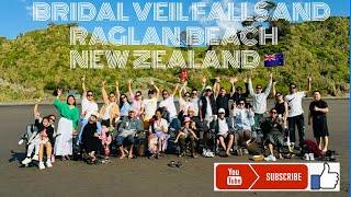 BRIDAL VEIL FALLS AND RAGLAN BEACH🇳🇿#foryou #travel #trending #family #bridalveilfalls #raglan