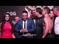 CANELO RUNS UP ON GOLOVKIN DURING WEIGH IN FACE OFF! BOTH GO NOSE TO NOSE IN HEATED WEIGH IN!