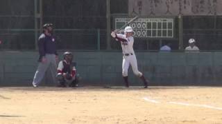 中学軟式野球 ２年　3月 3ベースヒット　息子のパイセンです