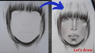 drawing and shading a female face  -graphite pencil drawing #drawing #face #henayaarts