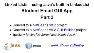 Java - LinkedLists - Students GUI - Add, Delete, Display - Part 03 - Netbeans