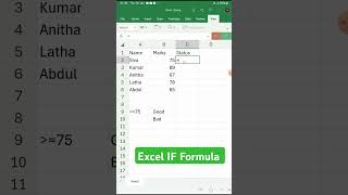 Excel IF Formula in Tamil #exceltutorial #microsoftexcel #microsoftoffice