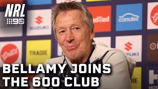 Bellamy's walk down memory lane celebrating 600 games coaching the Storm: NRL Presser | NRL on Nine
