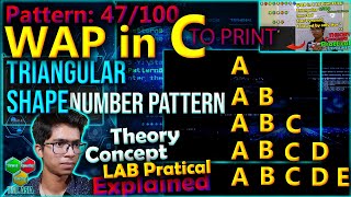 Alphabetic Pattern 47 | Printing Alpha Pattern in C | Triangle Shape | C Programming Tutorials |