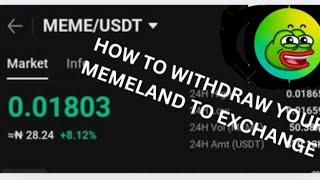 HOW TO WITHDRAW AND SELL YOUR MEMELAND TOKEN