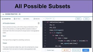 All Possible Subsets | Python Coding Challenge | CCBP | NxtWave |