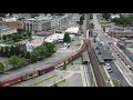 birds eye view csx b731 in downtown framingham dji 4k