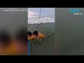 the moment olympic kitesurfer saves woman from drowning