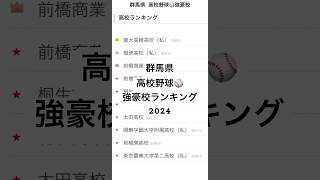 群馬県 高校野球⚾️強豪校ランキング2024（独自） #高校野球 #群馬県