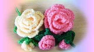 かぎ編みのバラ 1-1（簡単な巻きバラの編み方）How to crochet rose flower / Crochet and Knitting Japan