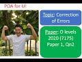 O Levels 2020 P1 Q2 POA (Topic: Correction of Errors) - Principles of Accounts