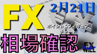 📈ドル円ローソク足📉チャート分析が今日のトレード雑話-15-【2月21日】FX　ポイントアンドフィギュアチャート相場確認