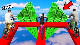 GTA 5 CHOP AND FROSTY COMPLETE THE TRIANGLE MEGA RAMP