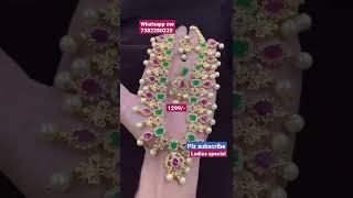 micro gold polish cz long haram (khajana)jewellery #shorts #czjewellery #microgold #telugu #khajana