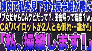 【感動する話】私を見下す社長令嬢と飛行機で偶然隣の席に。「ブスCA、元気？w」→その後、機内でパイロットが2人とも倒れたとのアナウンスがあり、私が名乗りに出ると…【いい泣ける朗読】