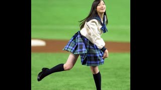 橋本環奈セーラー服でノーバン　天使すぎる始球式