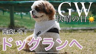 [1才半シーズー]GW中、晴れの日のドッグラン🐶突然吠えられ、びっくりハプニング💦／新作LINEスタンプのお知らせ！