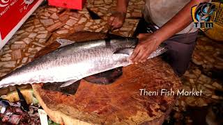 vanjaram Fish Cutting | King Seer Fish (Vangaram) | Fish Cutting Skills | Theni Fish Market