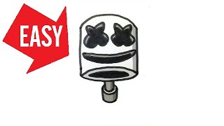 How to draw Fortnite【Marshy Smasher】New Marshmello Pickaxe｜Easy & Cute drawing