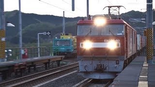 津軽海峡線 知内駅 貨物列車 EH500-80 EH500-60 通過 2013.5.19