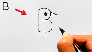 How to draw a Bird From Letter B | Bird Drawing Lesson Step by Step