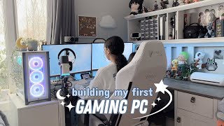 ✧.*Building my first Gaming PC || white \u0026 blue aesthetic☁️(rtx 3080, i9 14900k, corsair)