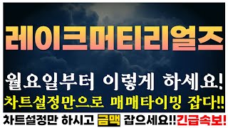 [레이크머티리얼즈 전망] 레이크머티리얼즈목표가는 물론! 차트설정만으로 대시세 잡아낼수 있는 '금맥' 차트설정 공개하겠습니다! #레이크머티리얼즈차트분석 #전고체관련주