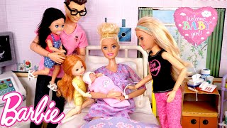 Barbie & Ken Doll Family Have a New Baby Story