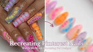 Watch Me Work! | Recreating Trendy Pinterest Nails | Vibrant Colorful Blooming Gel Nails