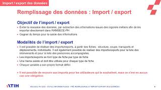 ATIH Recueil PH 2025 Outils informatiques  Pré remplissage et import export des données