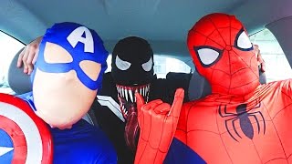 Superheroes Dancing in Car