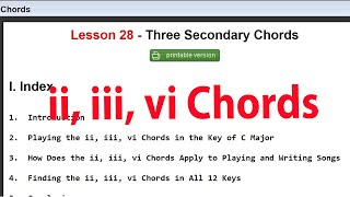 Piano Lesson 28 -  Three Secondary Chords - Free Piano Lesson with Demos