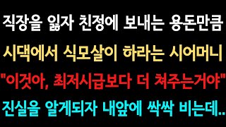 [사이다사연] 친정에 보내는 용돈만큼 시댁에서 식모노릇 하라는 시어머니.. 한술 더 떠서 최저시급보다 더 쳐줬다며 내게 생색을 내는데.. (실화사연/사이다 실화사연)