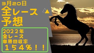 【3月20日日曜競馬予想】中央競馬全レース予想を公開中！2021年推奨馬の単複回収率100%超えを達成！！！【スプリングS2022、阪神大賞典2022】