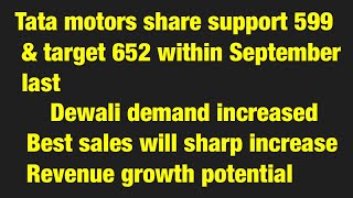 Tata motors share support 599 \u0026 target 652 within September last