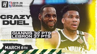 LeBron James vs Giannis Antetokounmpo CRAZY DUEL Highlights | Bucks vs Lakers | March 6, 2020