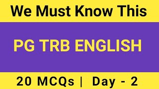 PGTRB ENGLISH MCQS | 2024 | DAY - 2 #pgtrbenglish